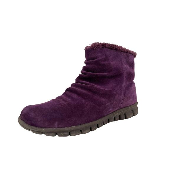 NoSoX Purple Cleo Suede Boots Faux Fur Lining SZ 9.5 Ankle Boots Booties - Picture 1 of 9